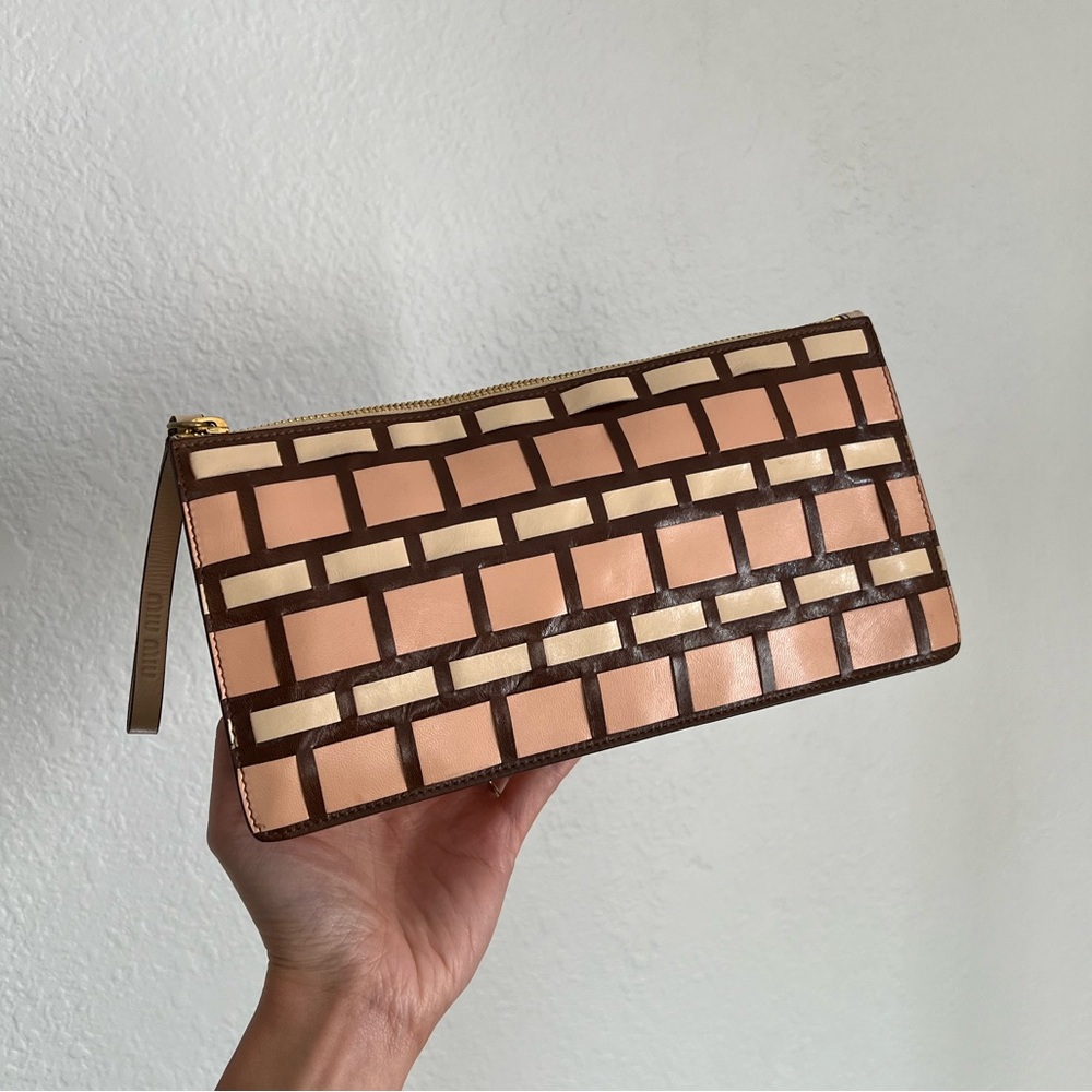 SOLD Miu Miu Pink and Brown Leather Wristlet